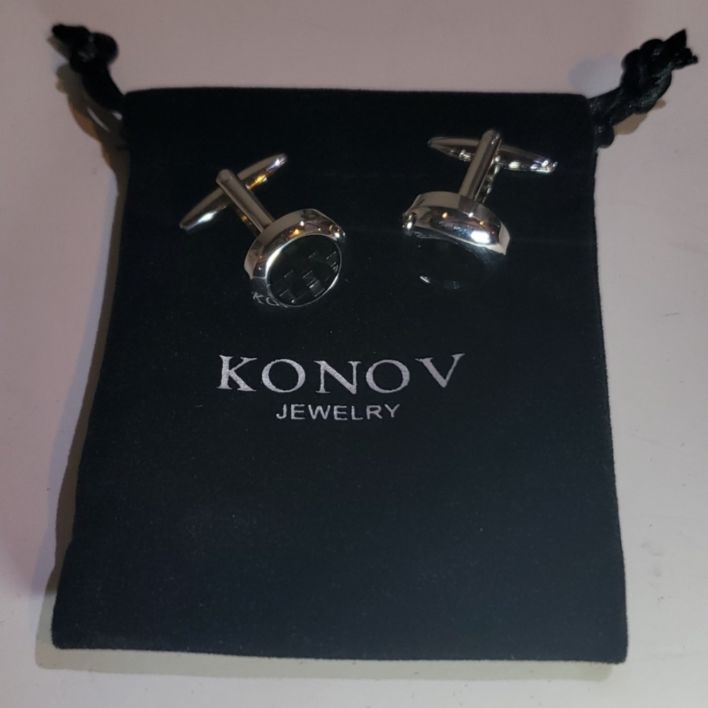KONOV	Men's Rhodium Cufflink